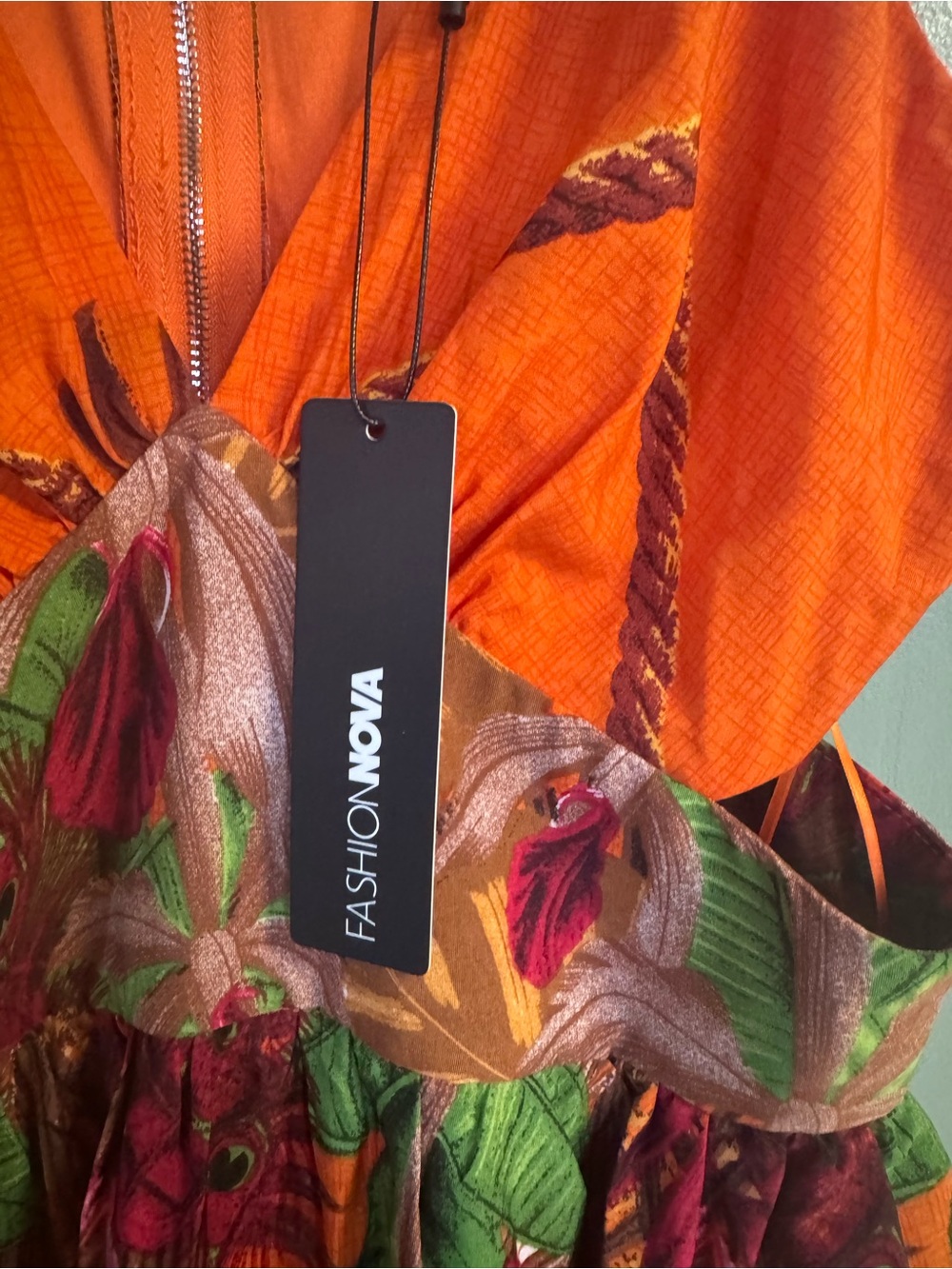 Fashion Nova Orange Tropical Cutout Maxi Dress - Picture 4 of 6